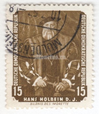 марка ГДР 15 пфенниг "H. Holbein d. J." 1957 год Гашение