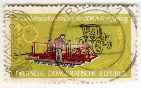 марка ГДР 10 пфенниг "Corn planter, corn" 1962 год Гашение