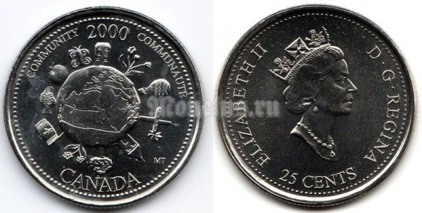 Монета Канада 25 центов 2000 год Серия Миллениум - Сообщество