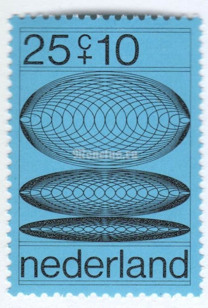 марка Нидерланды 25+10 центов "Social Welfare Funds- Linear Structures" 1970 год