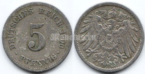 монета Германия 5 пфеннигов 1900 год А