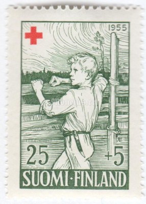 марка Финляндия 25+5 марок "The Soldiers Son" 1955 год