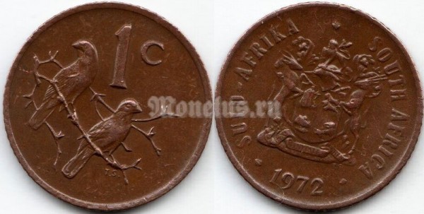 монета ЮАР 1 цент 1972 год - SUID-AFRIKA