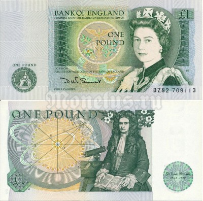 банкнота Великобритания 1 фунт 1981-1984 год