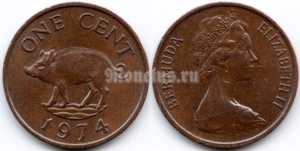 монета Бермуды 1 цент 1974 год