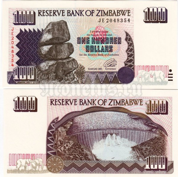 банкнота Зимбабве 100 долларов 1995 год