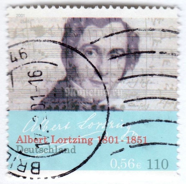 марка ФРГ 110 пфенниг "Lortzing, Albert*" 2001 год Гашение