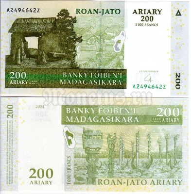 бона Мадагаскар 200 ариари (1000 франков) 2004 год