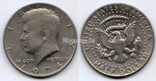 монета США ½ доллара 1974 год Kennedy Half Dollar