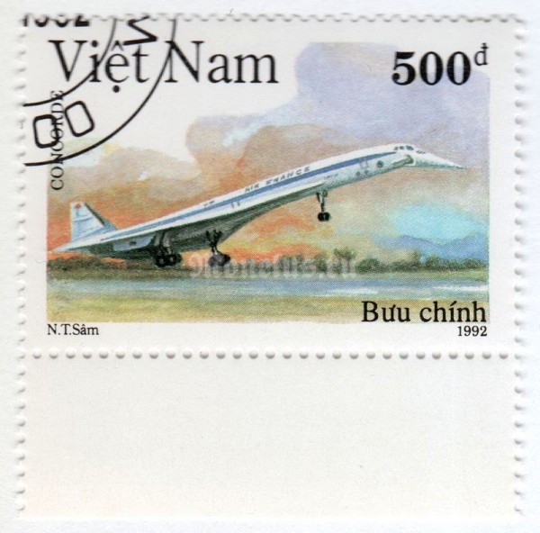 марка Вьетнам 500 донг "Concorde" 1992 год Гашение