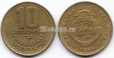 монета Коста-Рика 10 колонов 1999 год