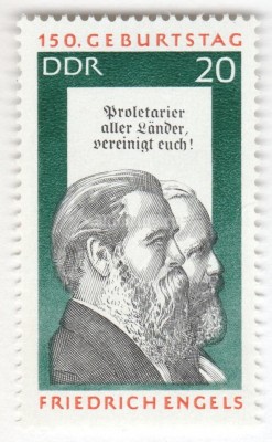 марка ГДР 20 пфенниг "Engels, Marx" 1970 год 