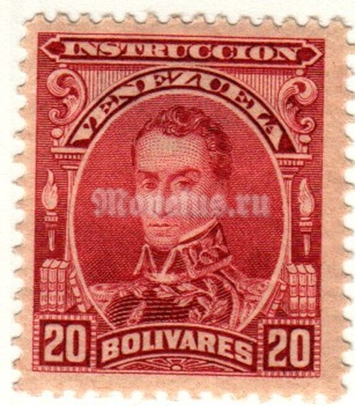 марка Венесуэла 20 боливар 1904 год Симон Боливар