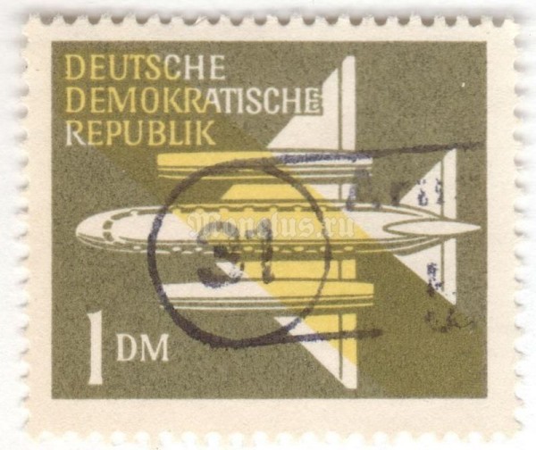 марка ГДР 1 марка "Airmail**" 1957 год Гашение