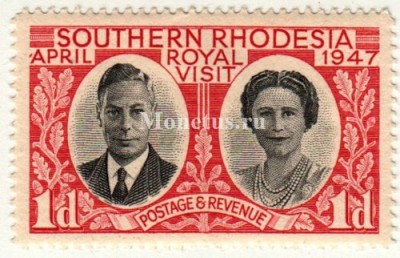 марка Южная Родезия 1 цент 1947 год
