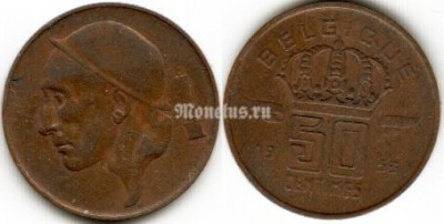 Монета Бельгия 50 сантимов 1953 год BELGIQUE