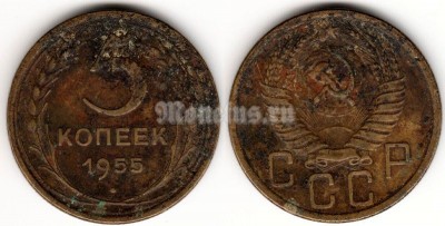 монета 5 копеек 1955 год (15583)