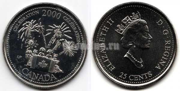 Монета Канада 25 центов 2000 год Серия Миллениум - Торжества