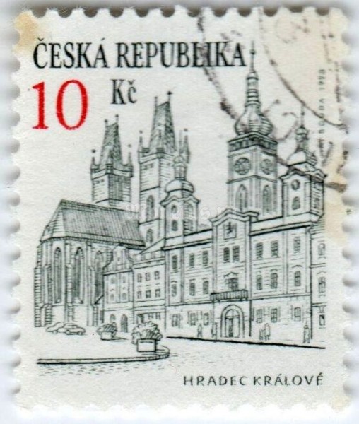 марка Чехия 10 крон "Hradec Králové" 1993 год гашение