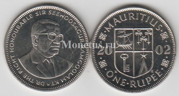 монета Маврикий 1 рупия 2002 год