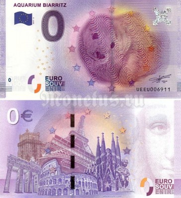 Сувенирная банкнота Франция 0 евро 2017 год - Аквариум в Биаррице