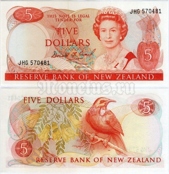 банкнота Новая Зеландия 5 долларов 1981 - 1992 год