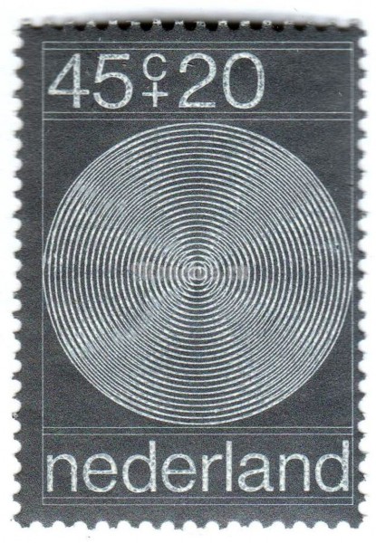 марка Нидерланды 45+20 центов "Social Welfare Funds- Linear Structures" 1970 год