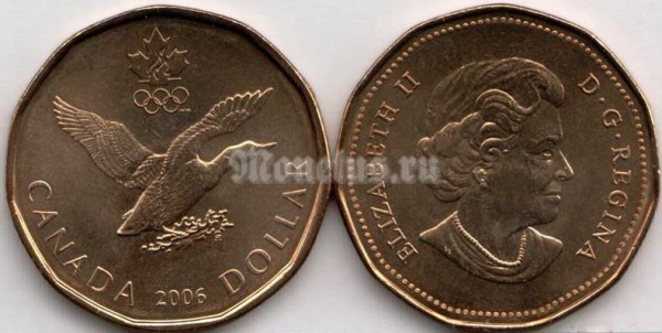 монета Канада 1 доллар 2006 год - XX зимние Олимпийские Игры, Турин 2006