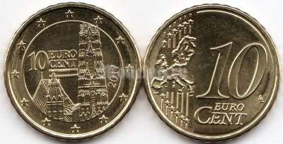 монета Австрия 10 евро центов 2017 год