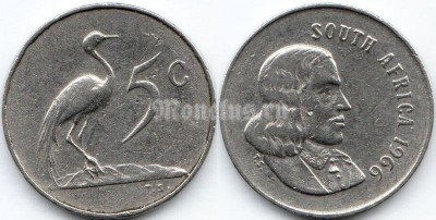 монета Южная Африка 5 центов 1966 год SOUTH AFRICA