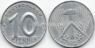 монета Германия 10 пфеннигов 1952 год А