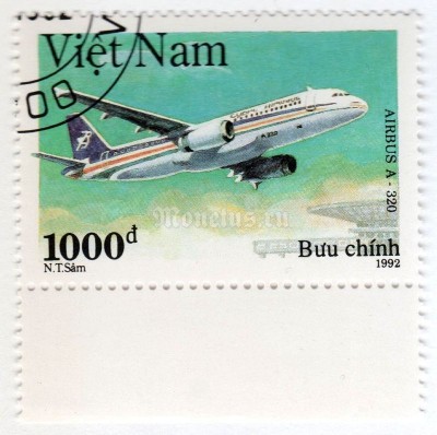 марка Вьетнам 1000 донг "Airbus A - 320" 1992 год Гашение
