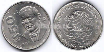 монета Мексика 50 песо 1987 год