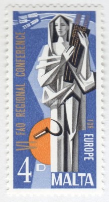 марка Мальта 4 пенни "Agriculture" 1968 год
