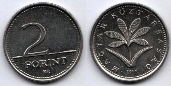 монета Венгрия 2 форинта 2004 год