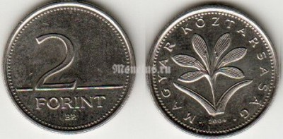 монета Венгрия 2 форинта 2004 год