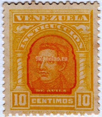 марка Венесуэла 10 сентимо "De Avila" 1911 год 
