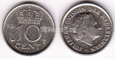 монета Нидерланды 10 центов 1975 год