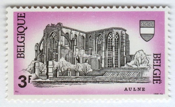 марка Бельгия 3 франка "Abbey of Aulne" 1969 год