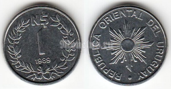 монета Уругвай 1 новый песо 1989 год