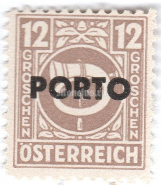 марка Австрия 12 грош "Posthorn overprinted" 1946 год