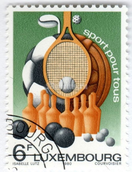 марка Люксембург 6 франков "Sports for all" 1980 год Гашение
