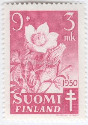 марка Финляндия 9+3 марки "Spring Pasque Flower (Pulsatilla vernalis)" 1950 год