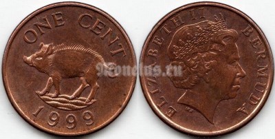 монета Бермуды 1 цент 1999 год