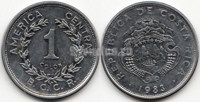 монета Коста-Рика 1 колон 1983 год
