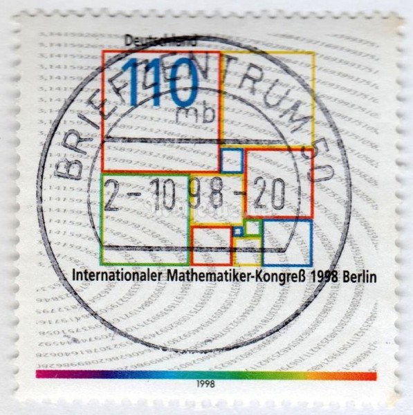 марка ФРГ 110 пфенниг "Int. Mathematical Congress" 1998 год Гашение