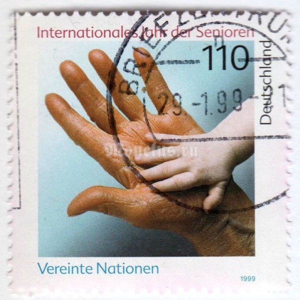марка ФРГ 110 пфенниг "International Year of Older Persons" 1999 год Гашение