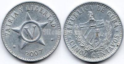 монета Куба 5 сентаво 2007 год