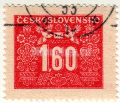 марка Чехословакия 1,60 геллер "Модерн Орнамент" 1946 год