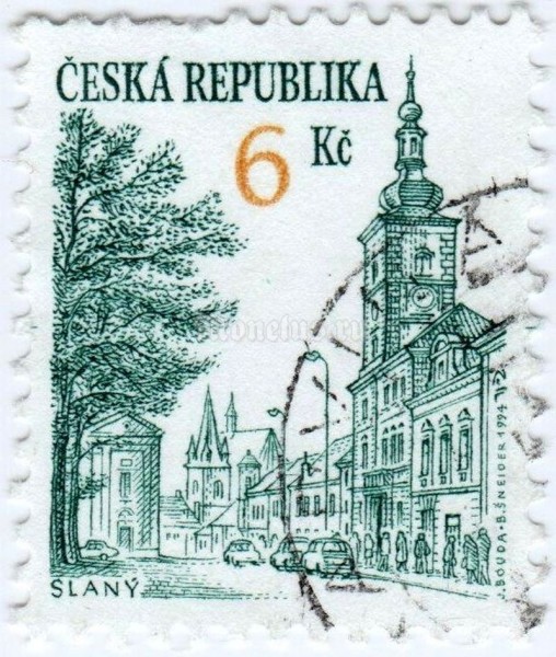 марка Чехия 6 крон "Slaný" 1994 год гашение
